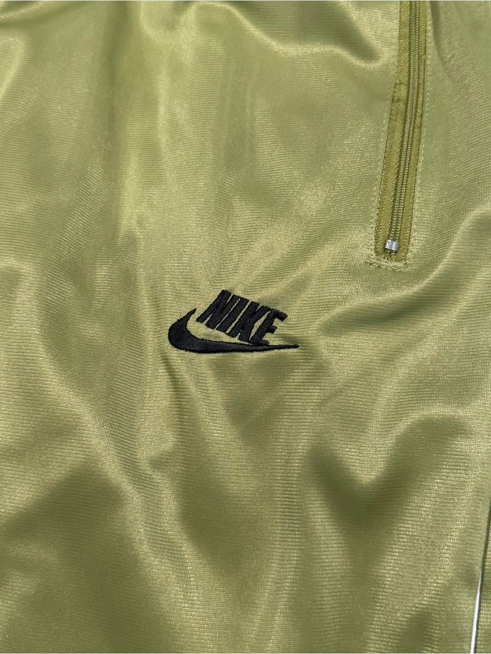 Nike Mens Olive Green Jogger Sweatpants with White Side Stripe - Picture 2 of 4